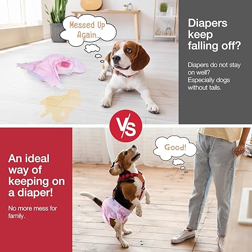 Miniatura 2 de Pet Soft Tirantes para perro, 2 piezas de tirantes de pañales para perras, para falda de perro, vestido para perro (color marrón y borgoña, ML)