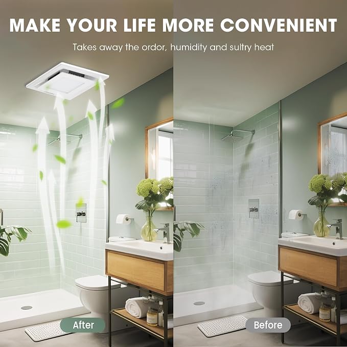 Extractor de baño FASDUNT 120 CFM con luz LED 5000K miniatura 8