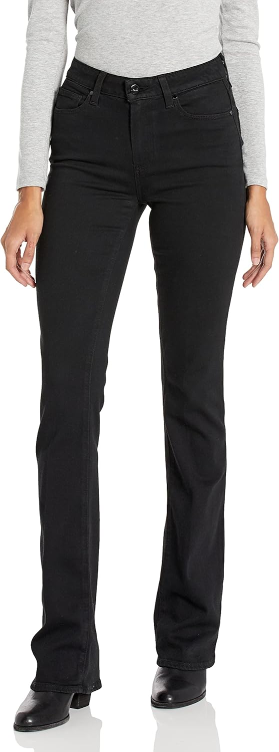 PAIGE Women's Flaunt Hourglass High Rise Flare Wasit to Hip Ratio in Black Shadow