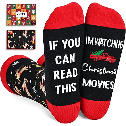 Zmart Christmas Stocking Stuffers - Holiday Christmas Movie Socks, Secret Santa Gifts for Teens Men Women