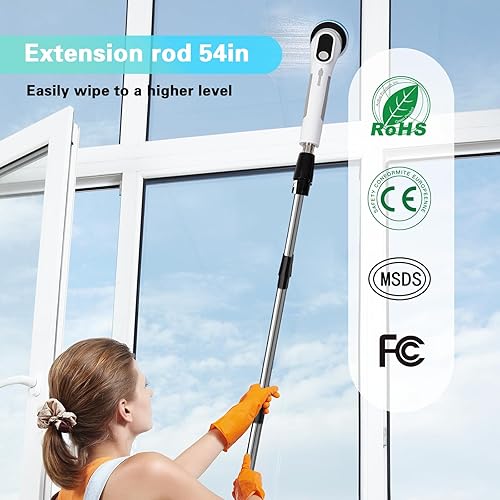 Miniatura 7 de LICHIFIT Limpiador eléctrico giratorio, cepillo de limpieza de ducha inalámbrico impermeable con cabezales de cepillo reemplazables y mango de