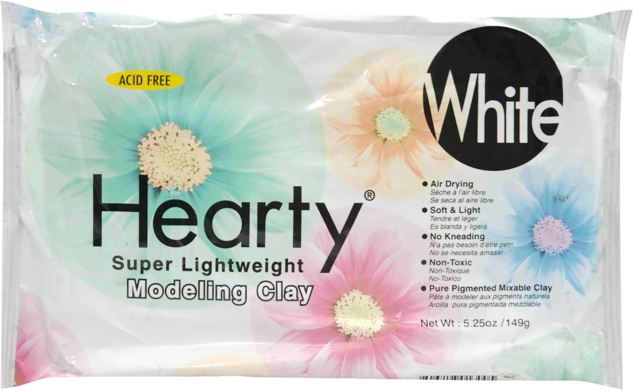 Padico Hearty Clay, White, Lightweight Air Dry Clay 149g (5.25 oz) | Fine & Smooth Texture Perfect for Dolls, Miniatures, Embellishments