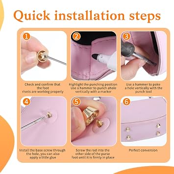 50PCS Purse Feet for Handbags, Screw-Back Metal Studs Rivet, Alloy Flat Head Nailhead Purse Hardware for Bag Making Leather Craft DIY Bag Protection Accessories
