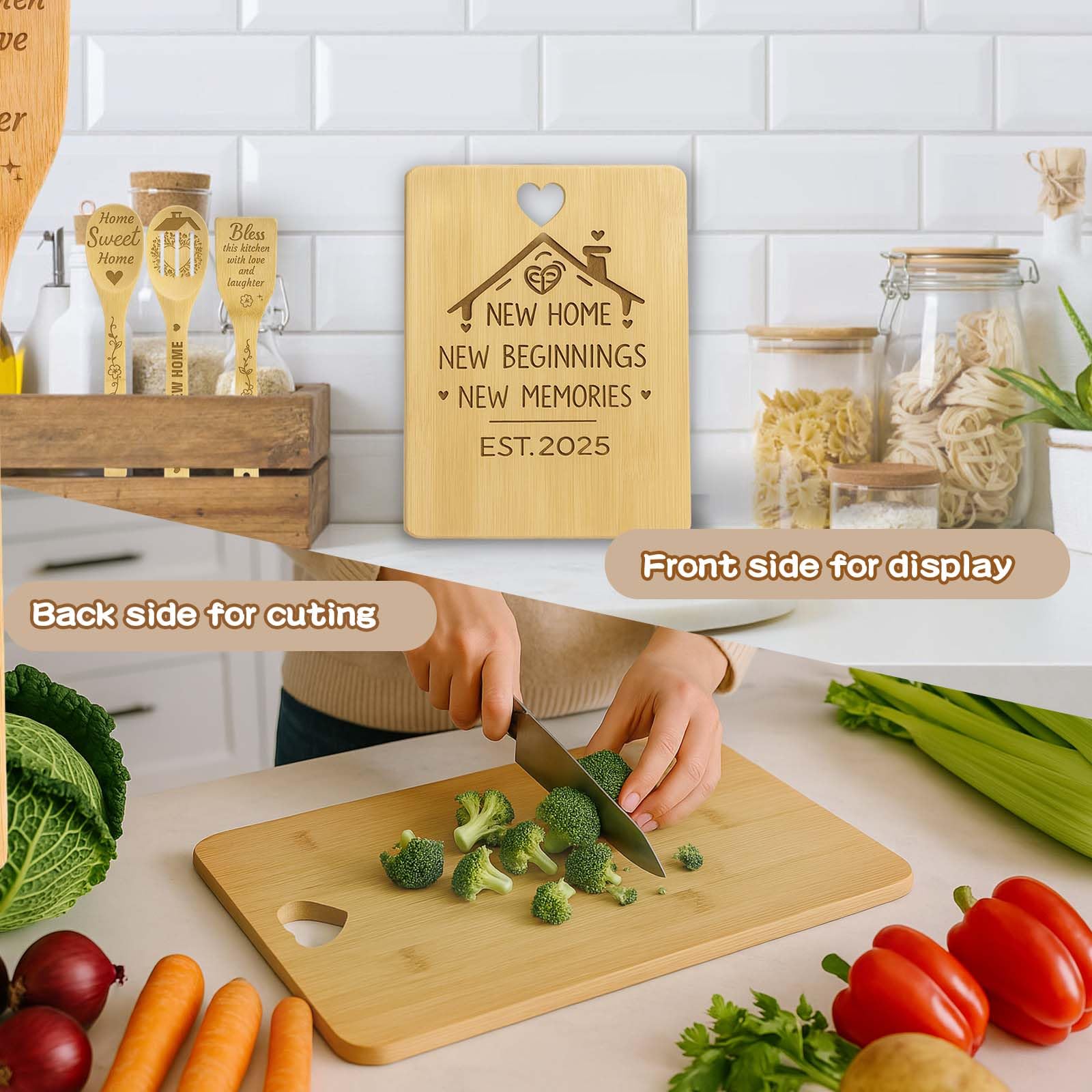 New Home Gifts, House Warming Gift Cutting Chopping Board Set - Image 3