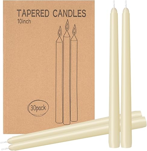 Miniatura 90 de Paquete de 4 velas cónicas naranjas de 10 pulgadas, sin goteo, sin humo y sin perfume, 8 horas de combustión, ideales para bodas, cenas y decoración
