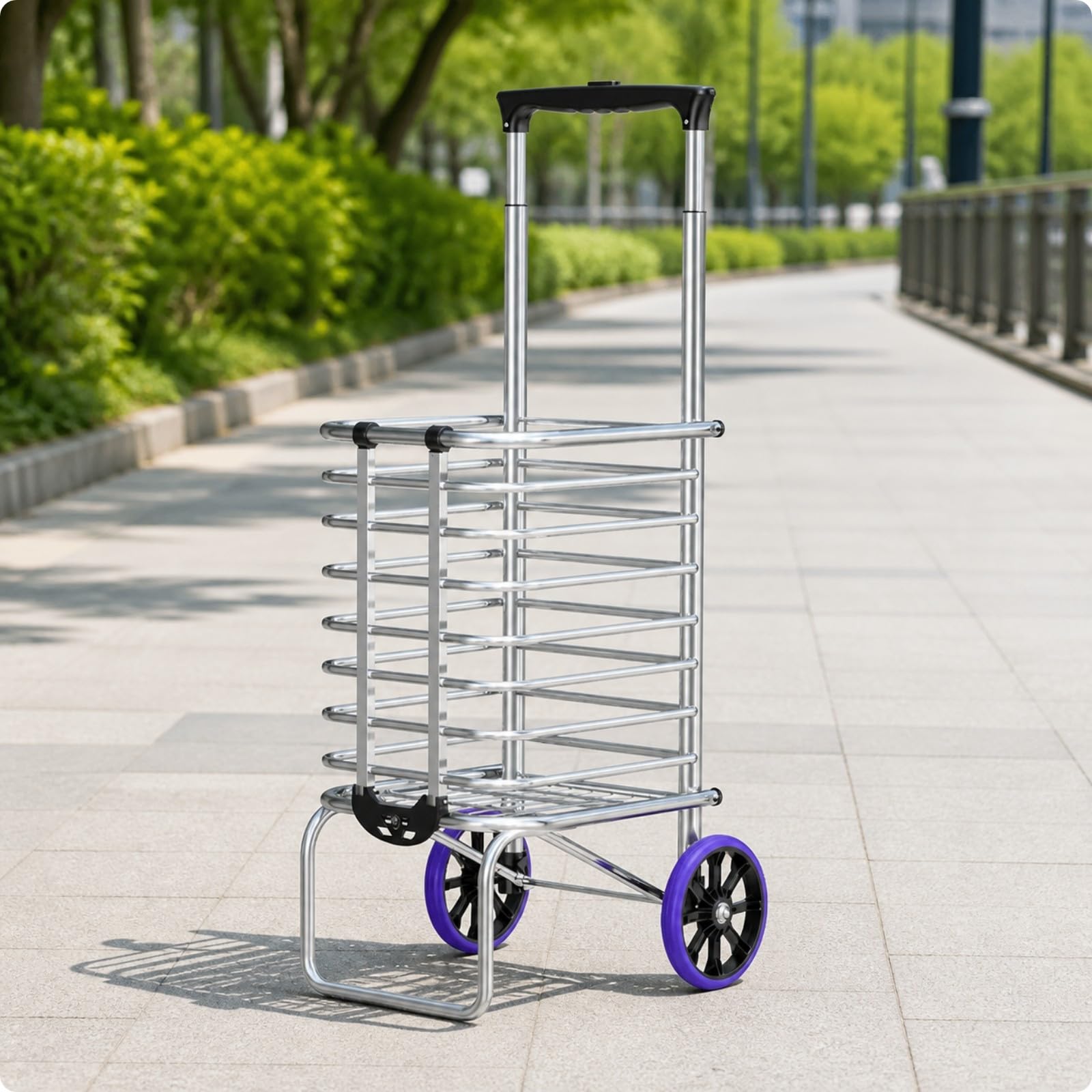 Carrello Trasportino Pieghevole con Ruote Scorrevoli da 16 Struttura a Telaio Aperto in Lega per E il Trasporto di Oggetti Pesanti Kg