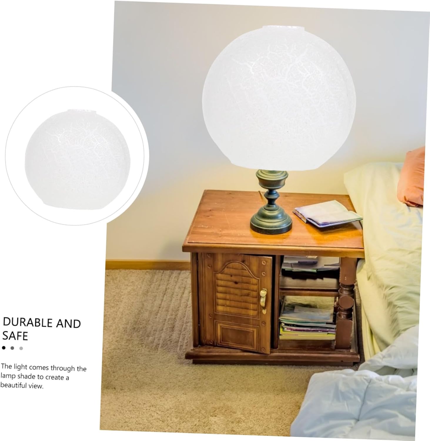 Ceiling Lamp Cover Cracked Pattern Glass Lampshade for Indoor Lighting Replacement Cover for Home Bedroom Dorm and Hotel Decor