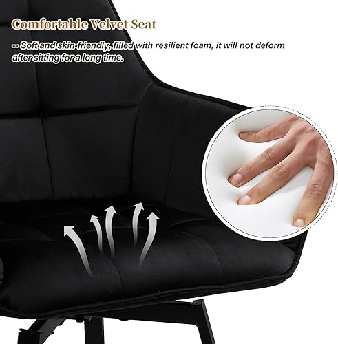 Miniatura 5 de CLIPOP Juego de 2 sillas giratorias modernas, sillas giratorias de comedor para cocina, sillas de comedor de terciopelo con brazo, patas de metal
