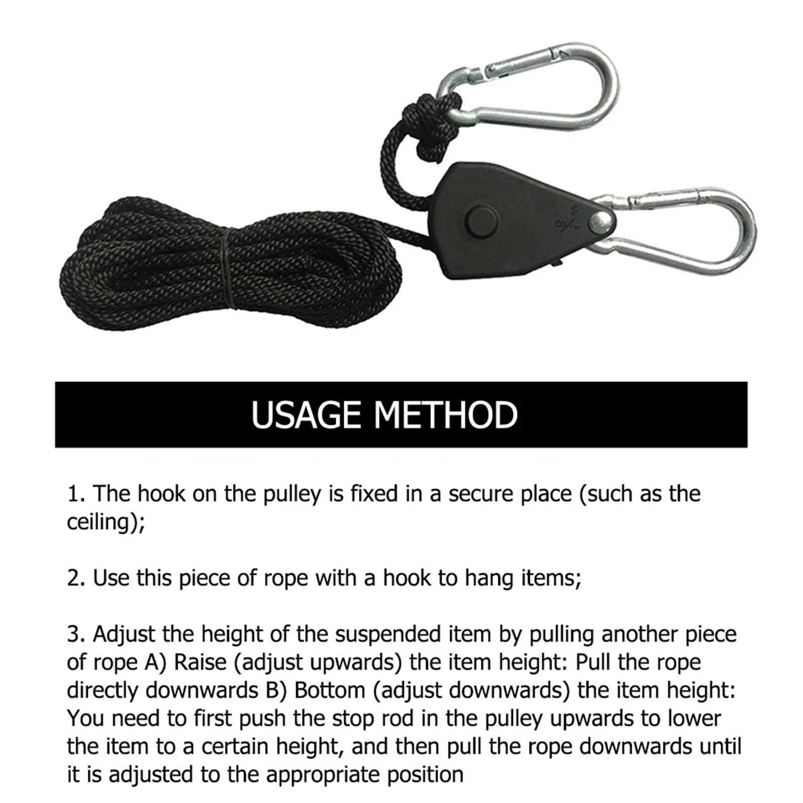 Lock Tie Down Strap 2Meter Ratsche Locking Kleiderbügel Hebe Pulley Haken Kanu Boot Bug Heck Seil for Camping für Riemenscheibe(10 Piece)