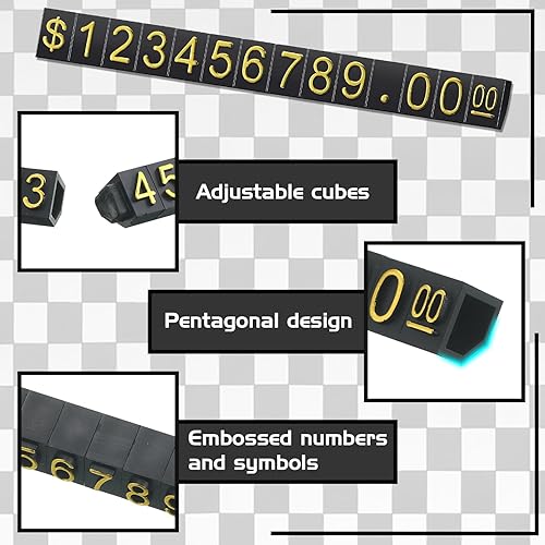 Miniatura 7 de Qunclay Juego de 50 juegos de cubos de visualización de precios, número de letra, etiqueta de precio, bloques de cubo ajustables, soporte de