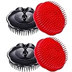 Hair Scalp Brush Dandruff Cleaning Brush Shower Scalp Shampoo Brush Scalp Massager Pack of 4 (Black and red)