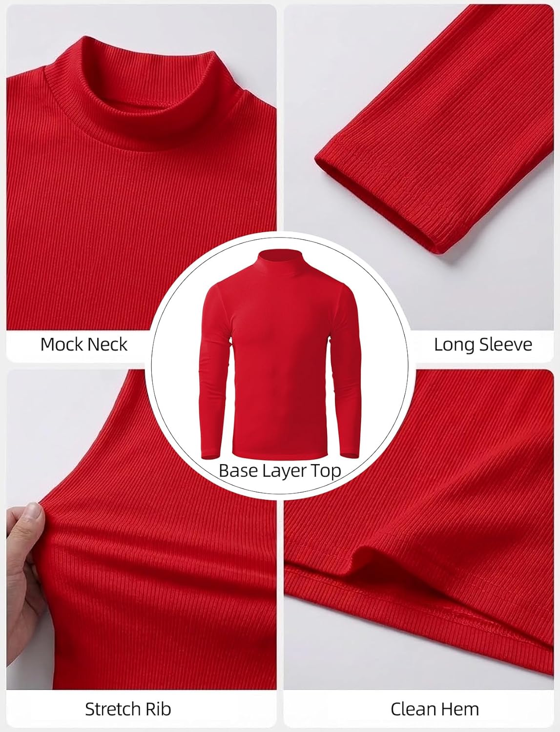 Zengjo Mens Mock Turtleneck Long Sleeve Shirts Thermal Baselayer Top - Image 6