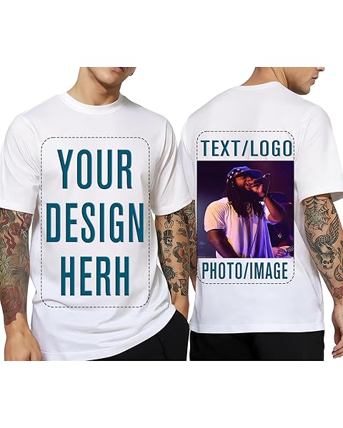 Custom T Shirts for Men Personalized Tshirts with Your Image Logo and Text Customized Tee Shirt with Front & Back Print