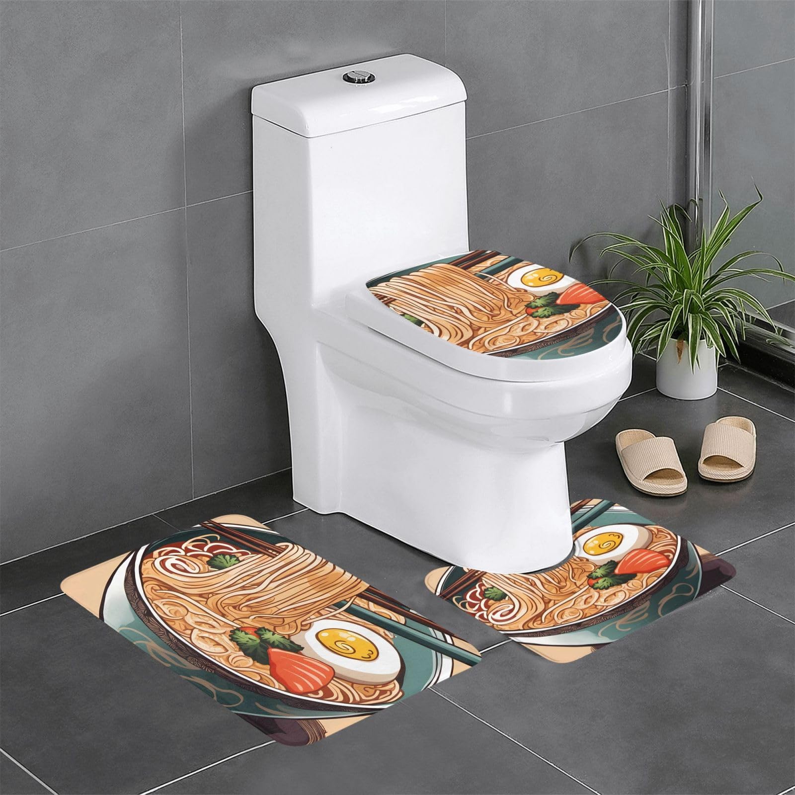 Tapis de bain absorbant en flanelle épaisse lot de 3 tapis antidérapants ramen