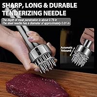 Vista 4 de Mazo Ablandador de Carne de Acero Inoxidable BQWII con 21 Agujas Agudas - Un Martillo Ablandador de Carne para Pollo y Res, Martillo de Carne