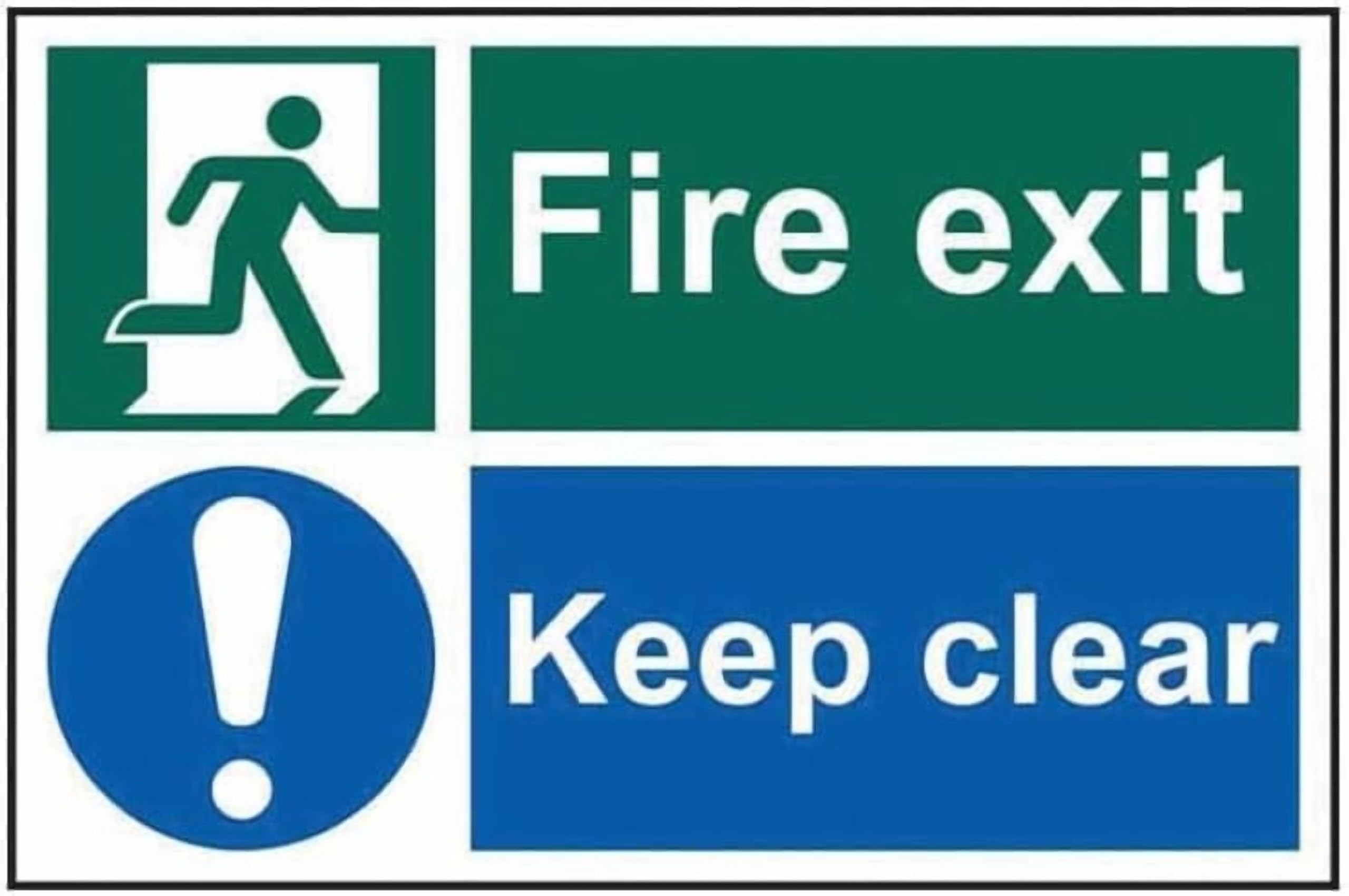 (2-Pack) Warning Metal Tin Sign - Fire Exit Keep Clear, Site Security Notice Warning Caution, for Outdoor Indoor Use, 12X8 Inch