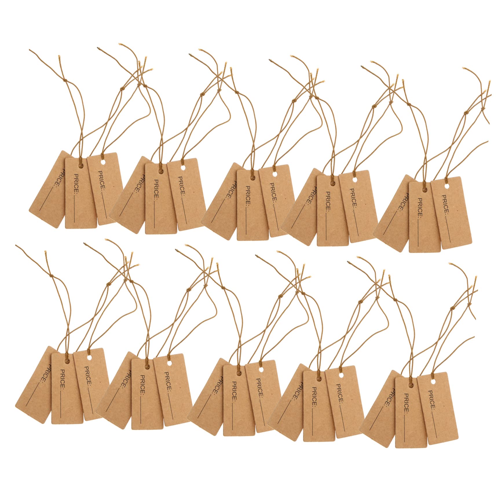 Housoutil 5 Sätze Elastisches Seiletikett Für Handwerksschilds Etiketten Hängendes, Aufgereihtes Etikett Gold Schlüssel Einzelhandel Schmuck Karten Hellbraun Kraftpapier 100 Stück * 5