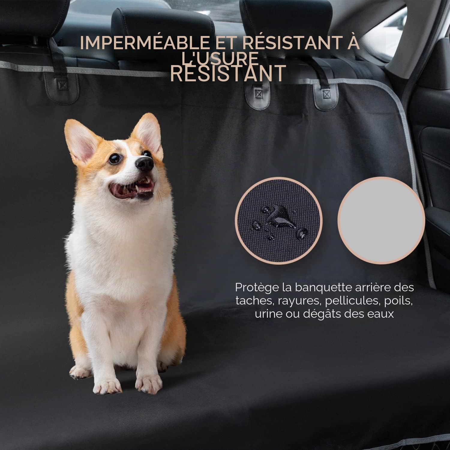 Nobleza Housses de sièges pour Chiens pour véhicules, Housses de siège de Voiture arrière de siège de Voiture en Tissu Oxford imperméable résistant aux Rayures et antidérapantes, Accessoires de