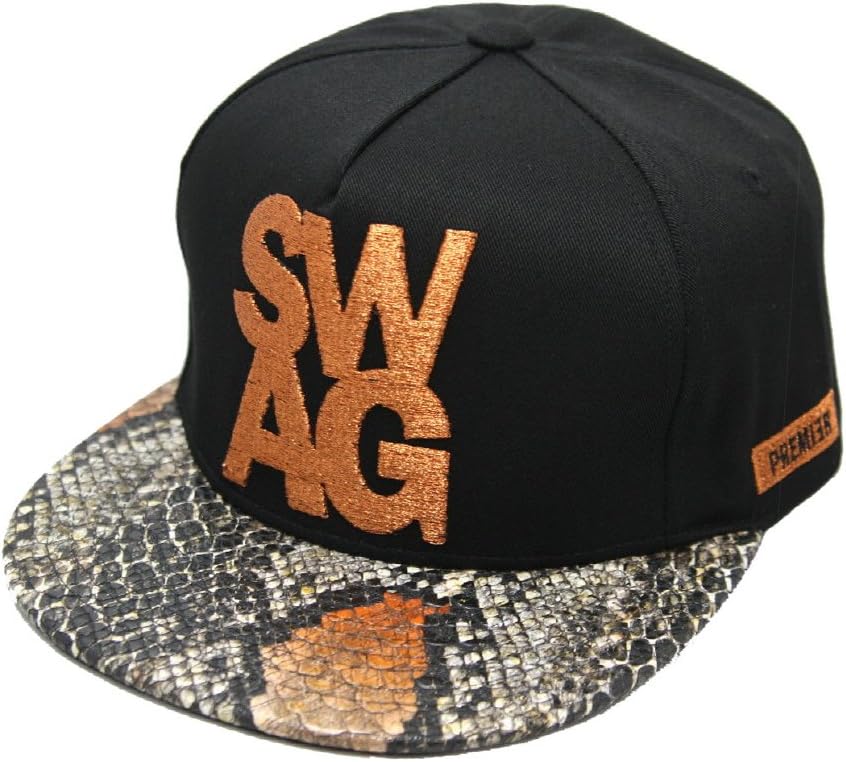 Uncleyong Snakeskin Brim Swag Snapback Hats Caps Orange