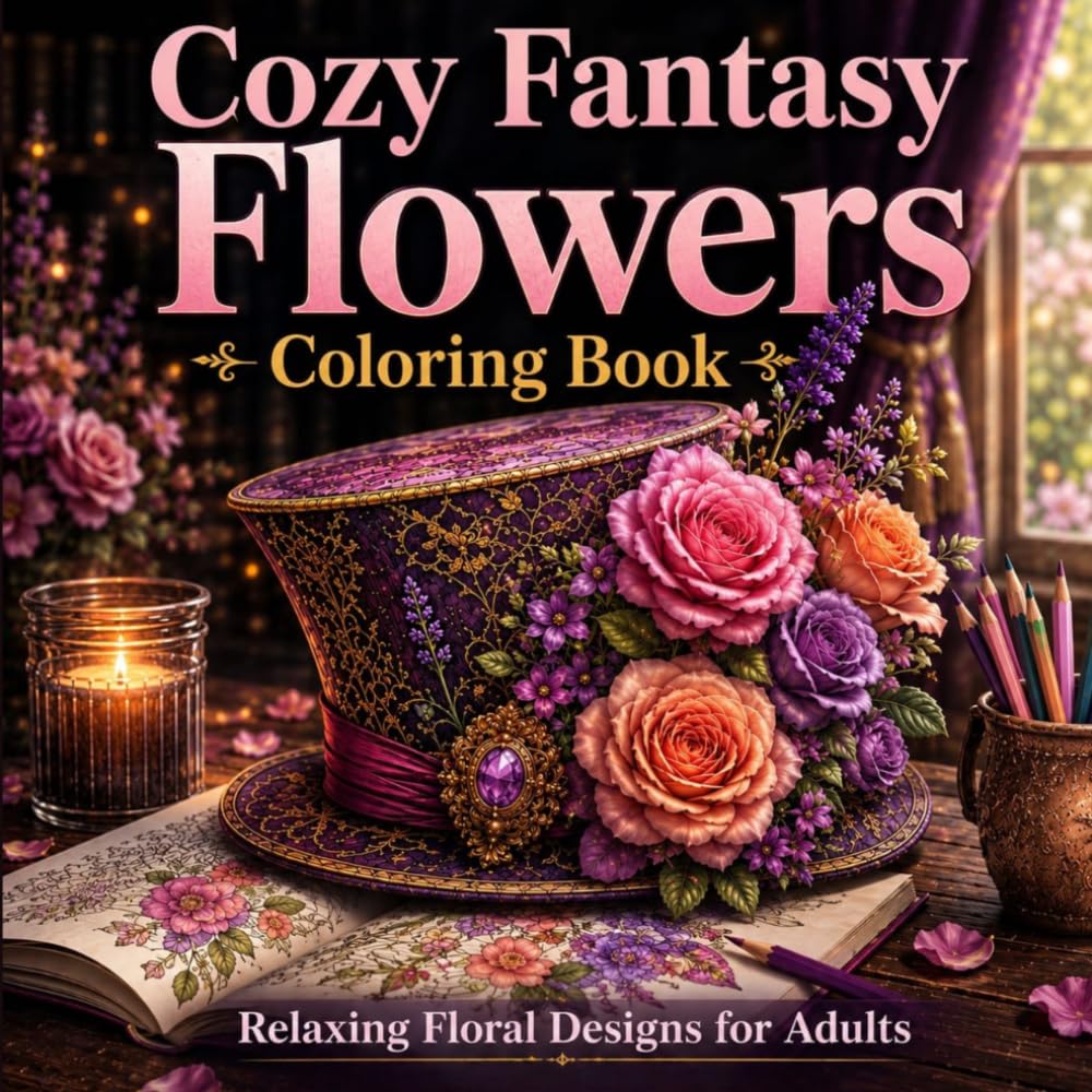 Fantasy Flowers Coloring Book: Relaxing Floral Designs for Adults, Cozy Stress Relief & Mindfulness (Cozy Floral Escape)