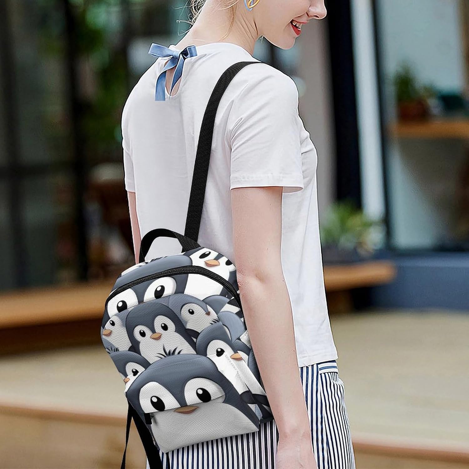Waterproof Mini Backpack for Women - 10 Inch Oxford Lightweight Daypack Cute Bag Small Daypack Cute Penguin Small Backpack Purse for Travel Work Weekender