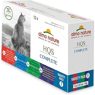 almo nature HQS Complete Variety Pack Wet Cat Food 2.47oz / 70g x 24, Blue