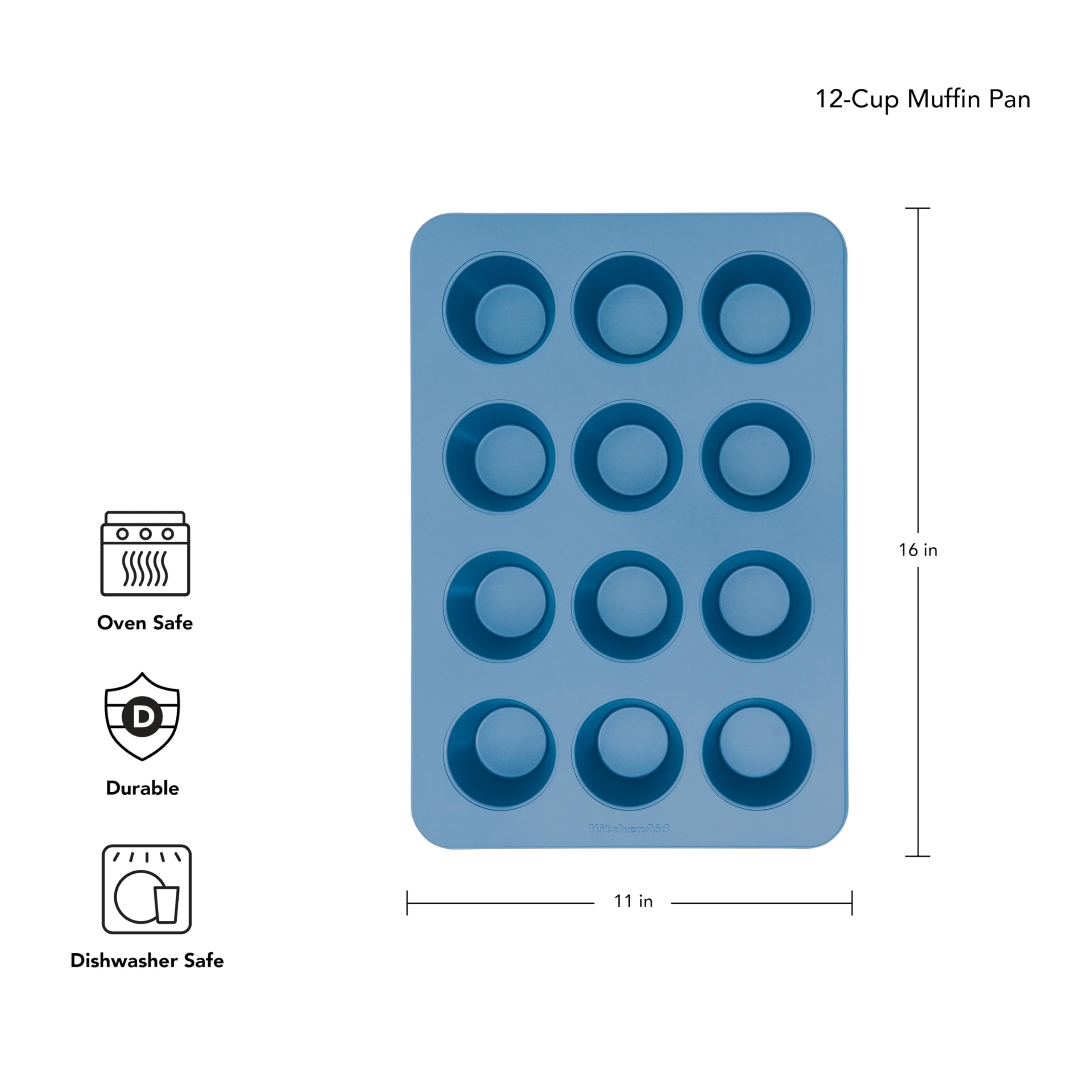 KitchenAid Muffinform für 12 Muffins, antihaftbeschichtet, aluminisierter Stahl, blauer Samt