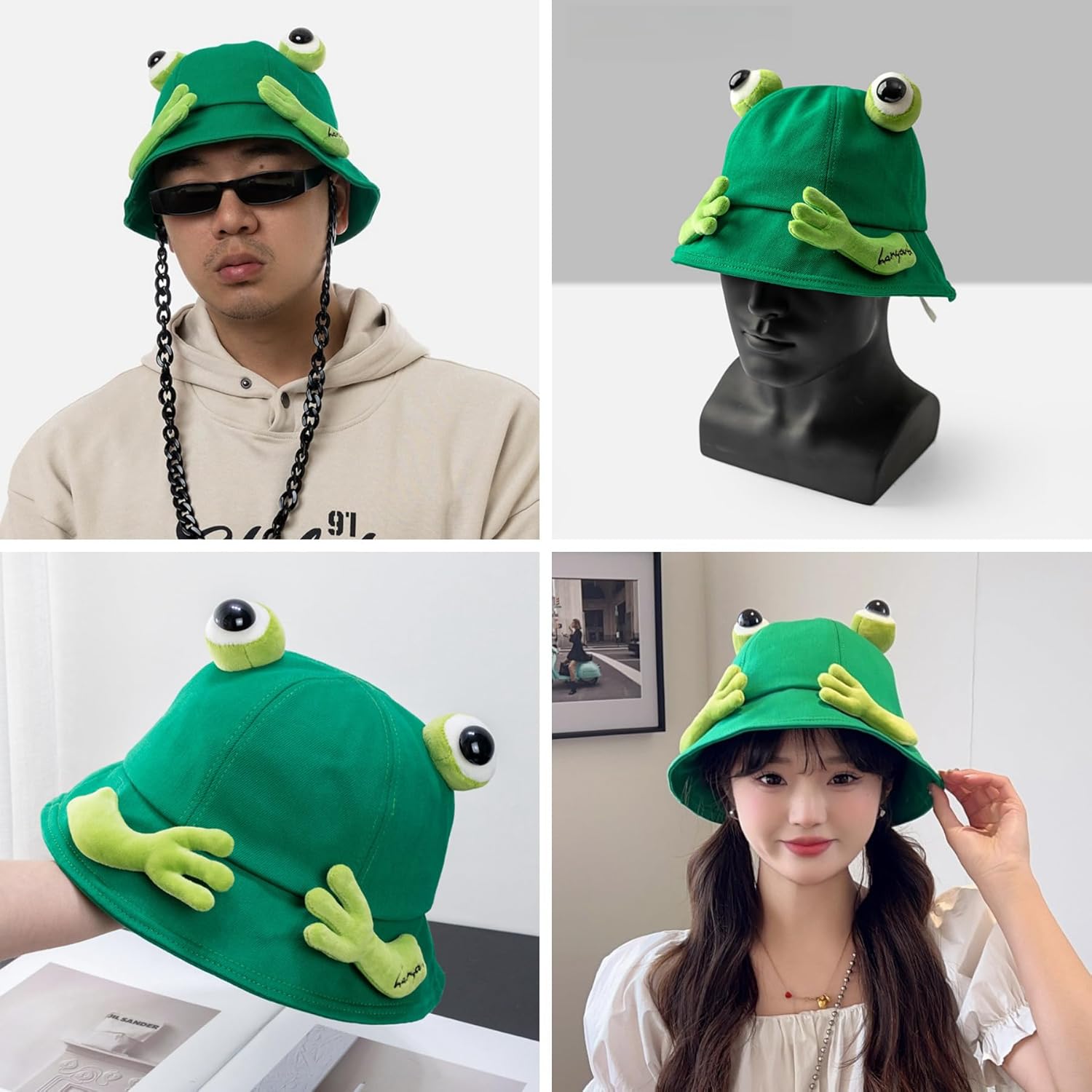 JUMISEE Men Women Cotton Cow Print Bucket Hat Summer Beach Sun Hat Fisherman Hat with Cute Horn Ears - Image 2