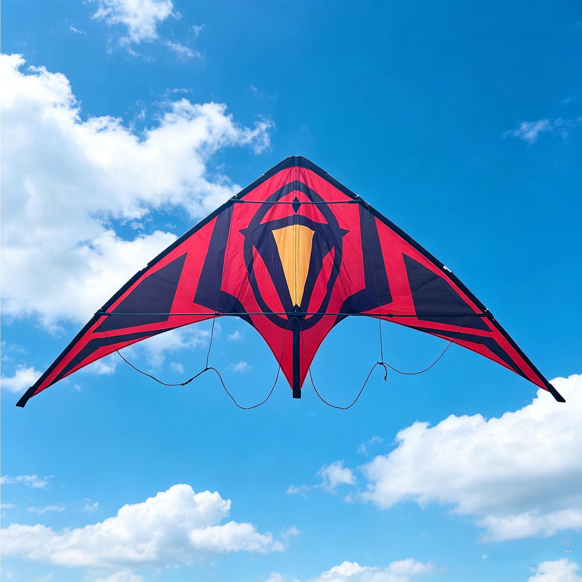 Cerf-volant acrobatique double ligne, design rouge et noir, envergure de 154,9 cm, cerf-volant de sport de plein air pour adultes, polyester indéchirable, facile à voler pour s'amuser à la plage en