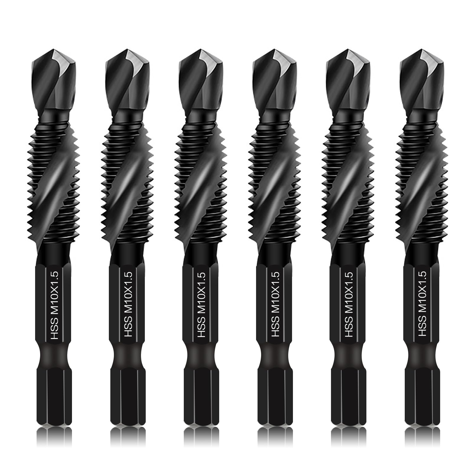 6-Piece Drill Tap Set - Drill & Tap Simultaneously -16