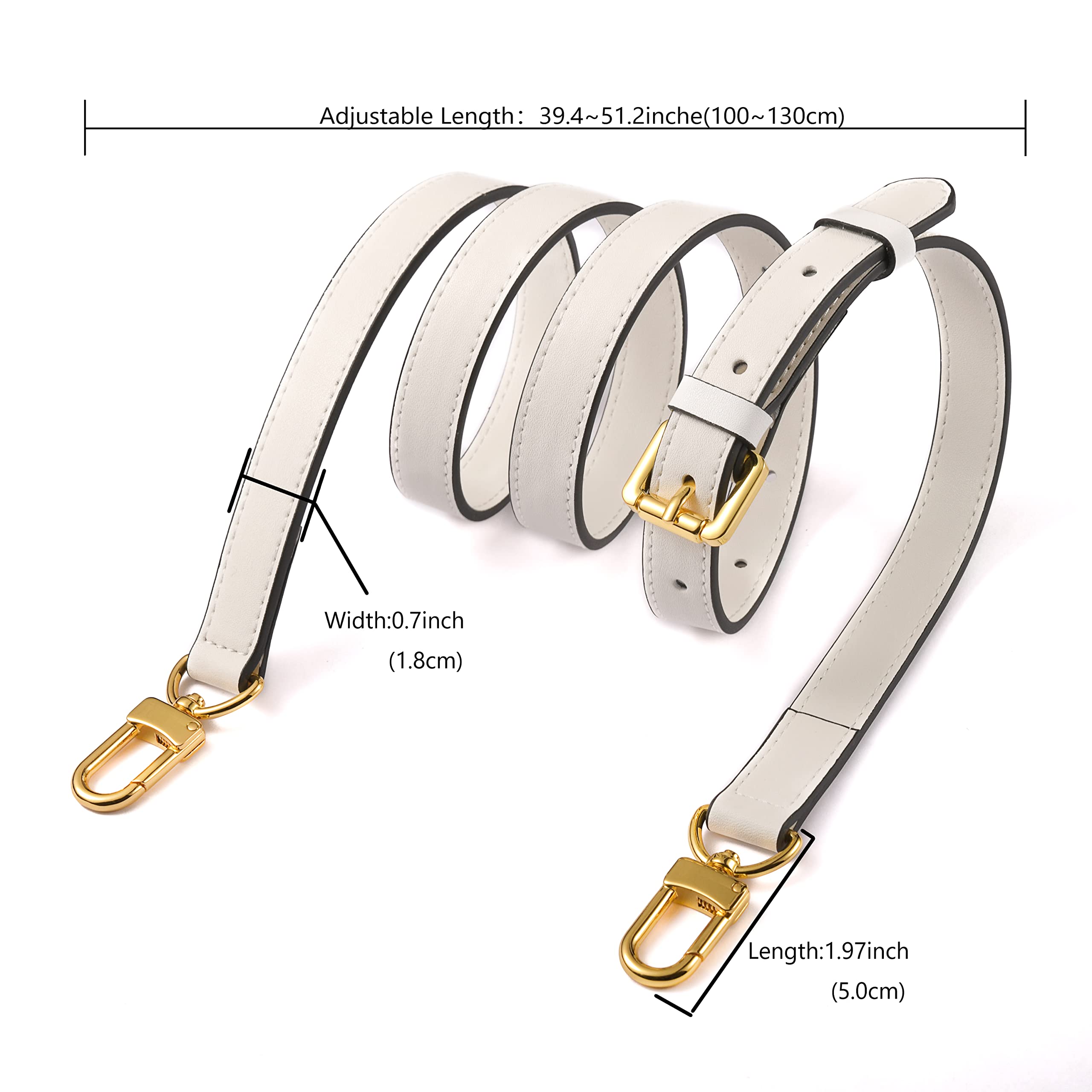 GOXTECH Vachetta Leather Adjustable Crossbody Strap for ? women's crossbody handbags ?White?