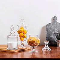 Vista 3 de MyGift Tarros de boticario de vidrio transparente con tapa, recipiente decorativo de baño con diseño de conchas marinas, recipientes para bufé