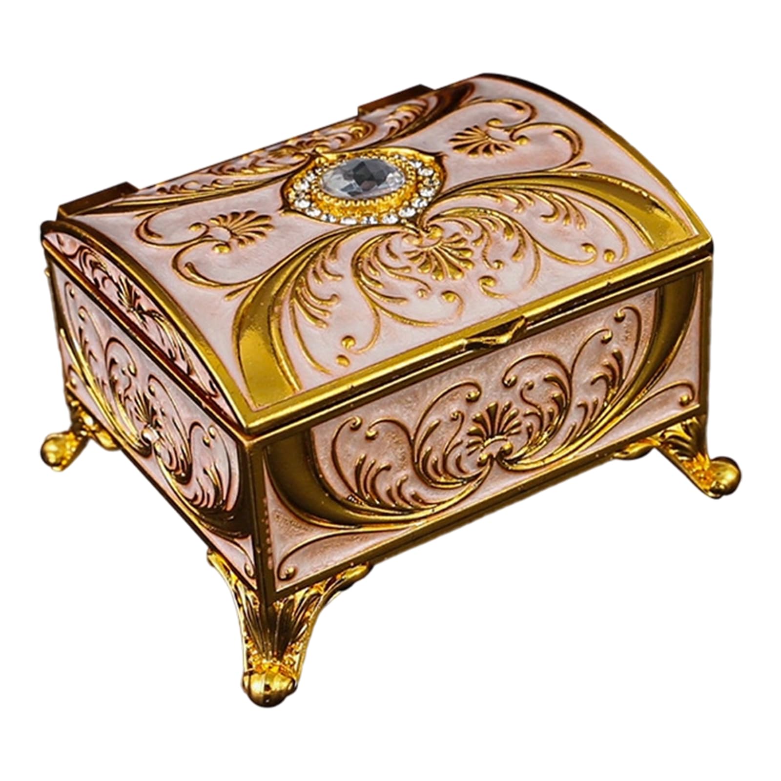 sodeber Metal Jewelry with Enameled Flowers and Embellishments Traditional Jewelry Box