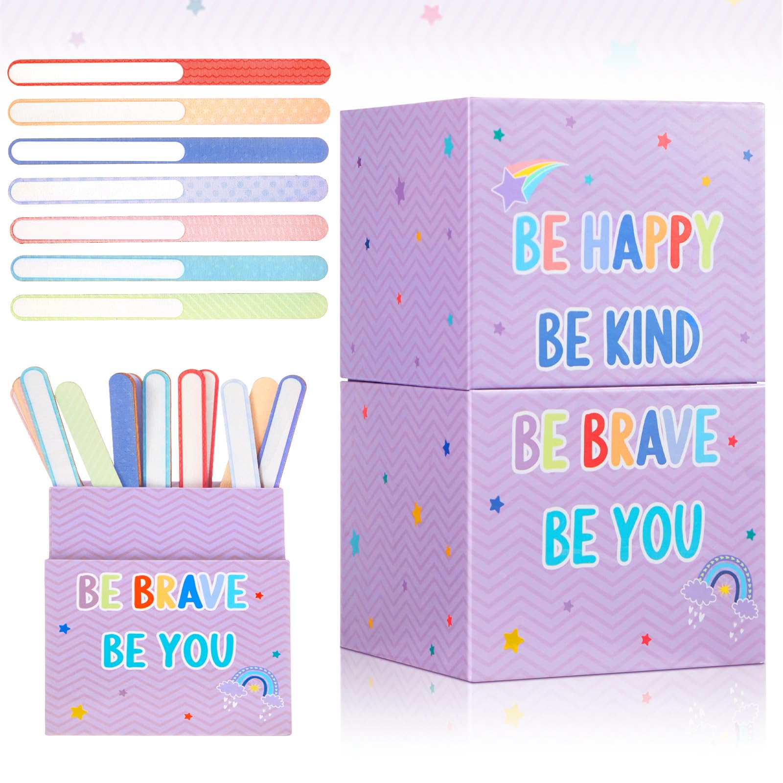 Saypacck 120 Pcs Boho Flip Name Sticks with Storage Cup for Classroom Talking Flip Sticks Teacher Student Management Grouping Counting Sticks for Educational and Learning Classroom Supplies