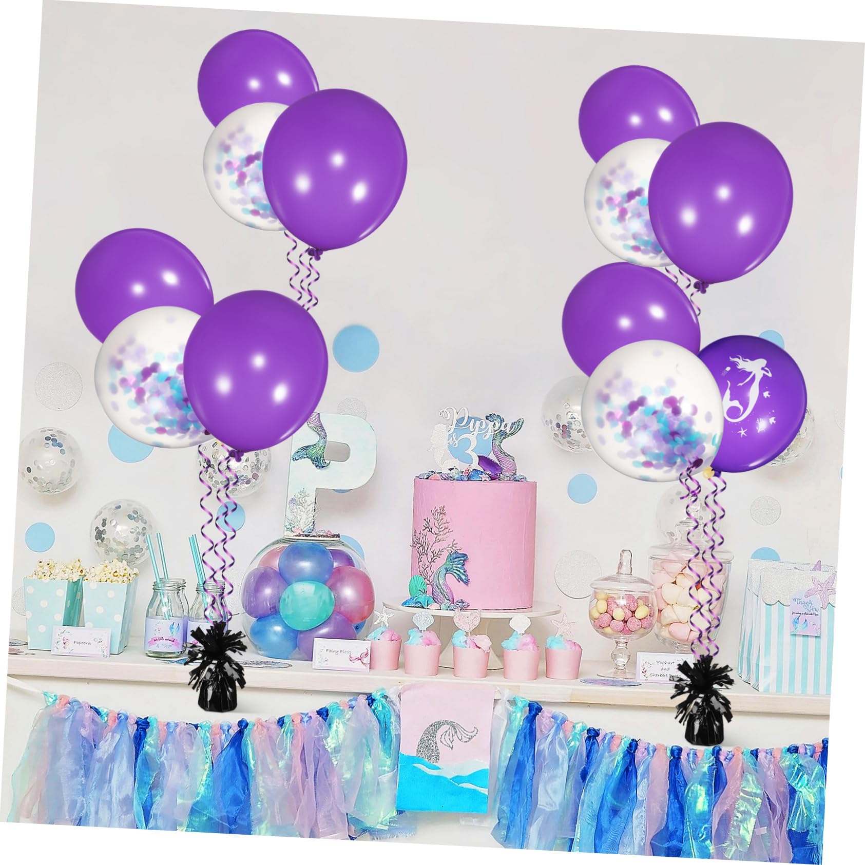 Pesetti per Palloncini in Pet, 8 Pezzi, Neri, Riutilizzabili, per Feste e Palchi, Stabilizzano i Palloncini Design Compatto e Lucido