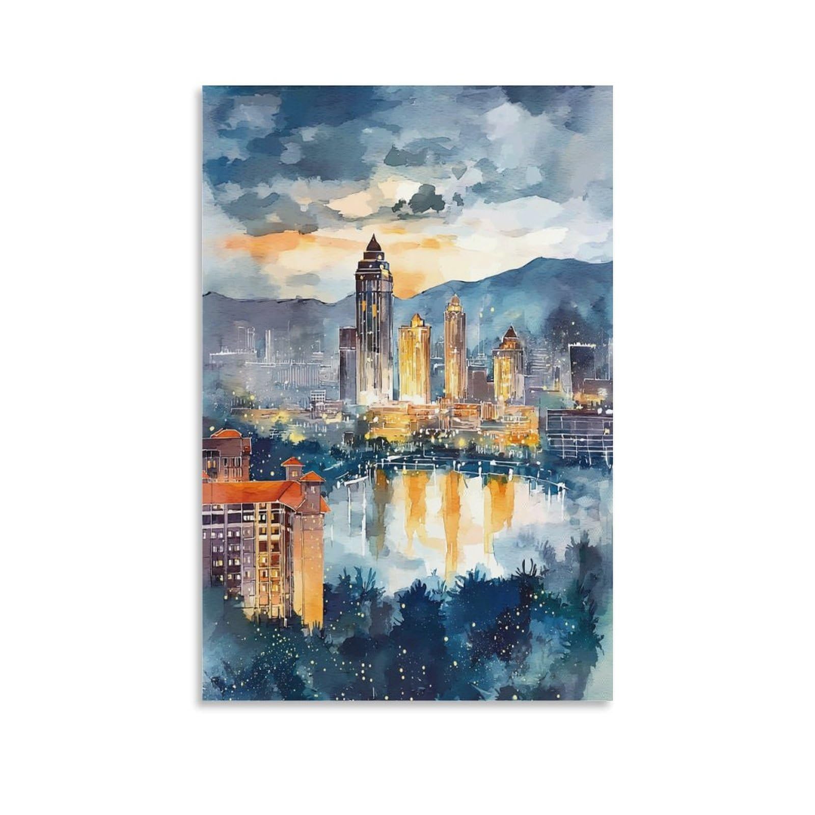 XWYMXZ Las Vegas Tree 20x30inch(50x75cm) Vintage Travel Poster Watercolor Canvas Art