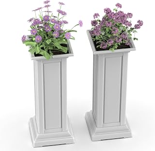 36'' Tall Standing Planters,Set of 2,Resin Garden Bed Elegant Outdoor for Weddings, Events, Home Decor, Crack-Resistant, All-Weather Durability for Flowers and Trees (Ashen)