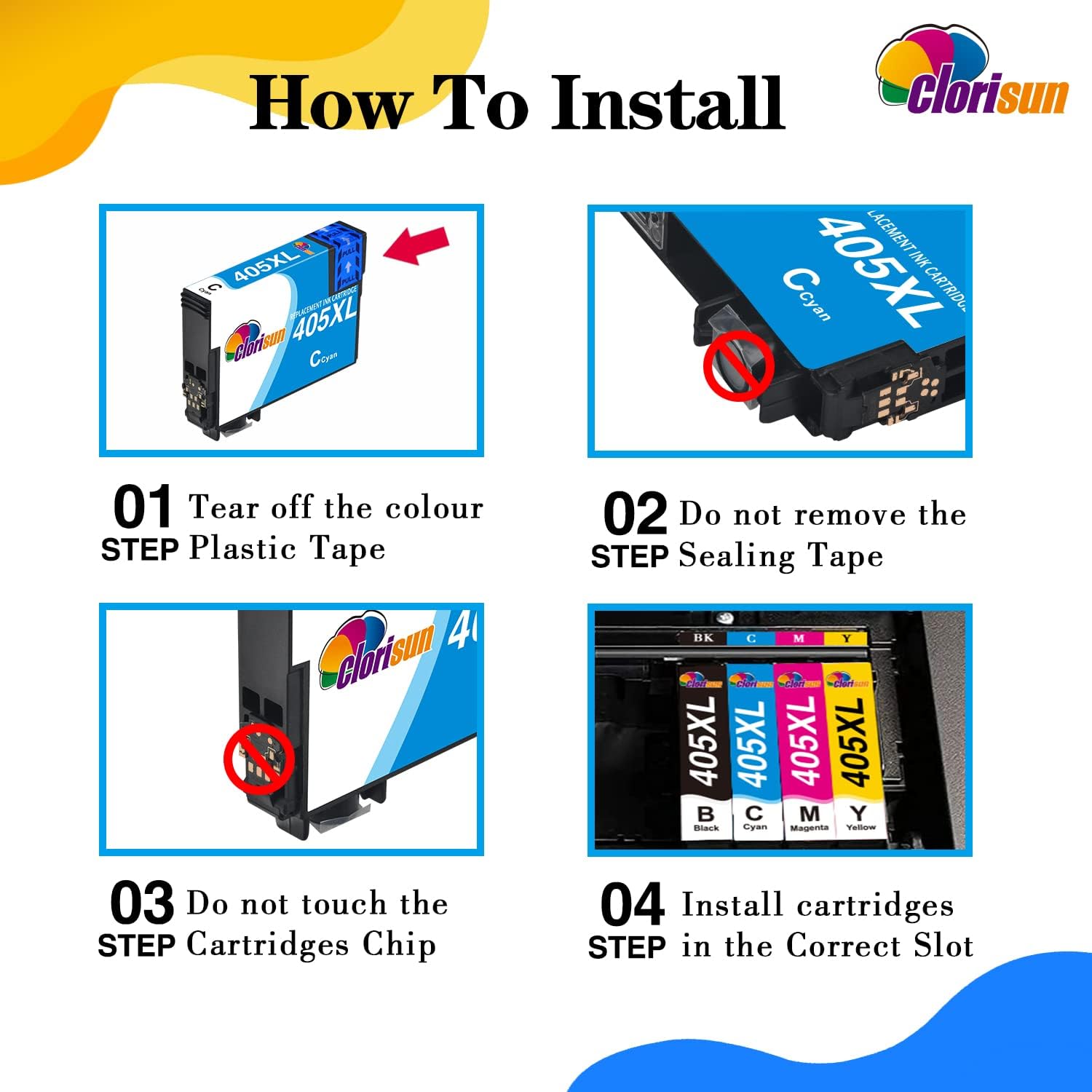 Clorisun Replacement for 405XL Black Ink Cartridges for Epson Ink for Epson Workforce Pro WF-4820DWF WF-3820 WF-7310 WF-7840DTWF WF-4830DTWF WF-3825DWF WF-4825DWF WF-7835DTWF Printer(4 Black) - Image 4