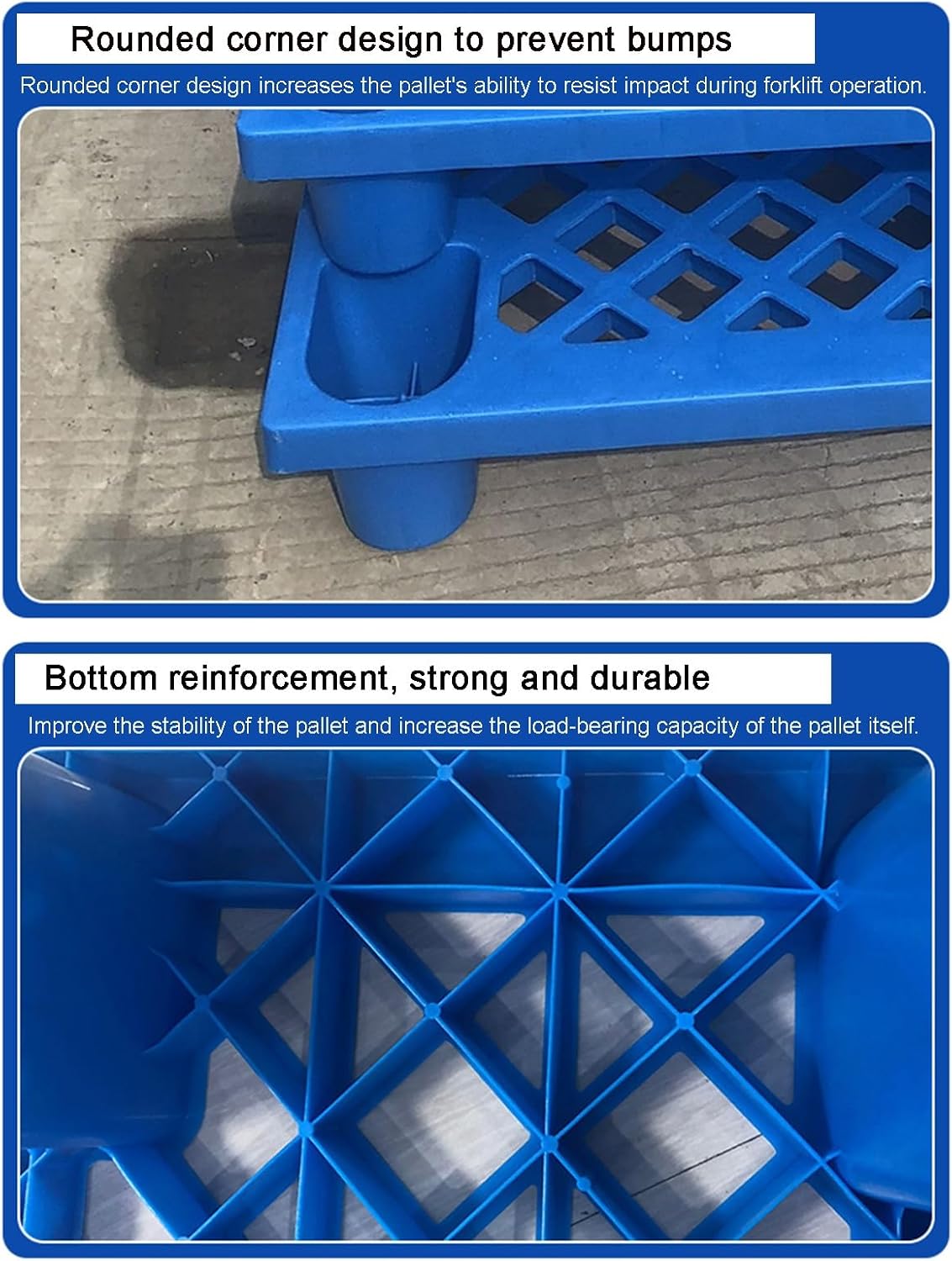 OutdoorWaterproof Breathable Grid Pad Board, Lightweight Pallet Storage Racks, Easy to Stack Floor Pallets Display for Supermarket Warehous(Blue,80x80cm)