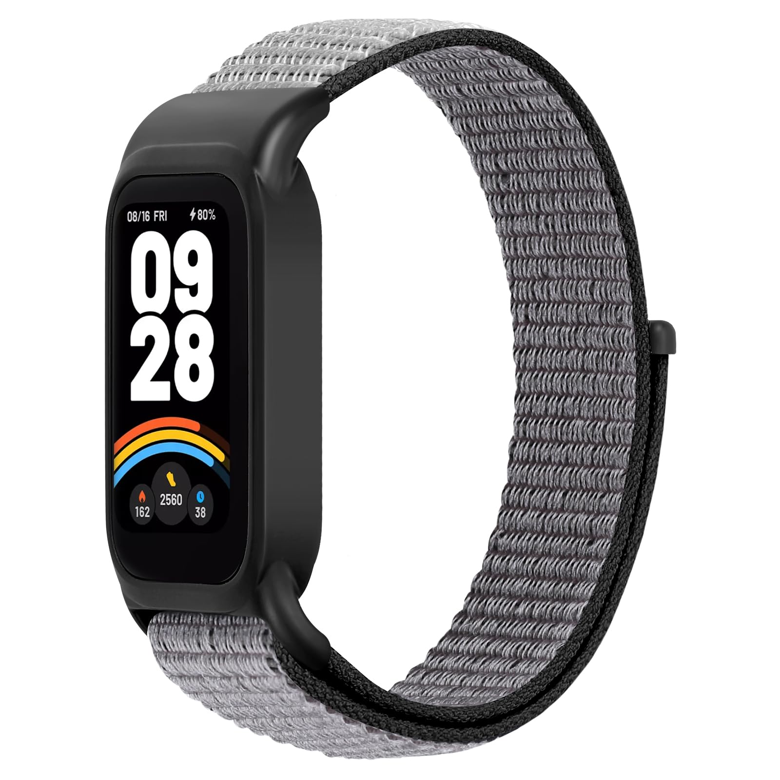 Huamanlou Nylon Strap Compatible with Xiaomi Smart Band 9 Active/Redmi Smart Band 3, Adjustable Sport Loop Replacement Wristband for Xiaomi Smart Band 9 Active