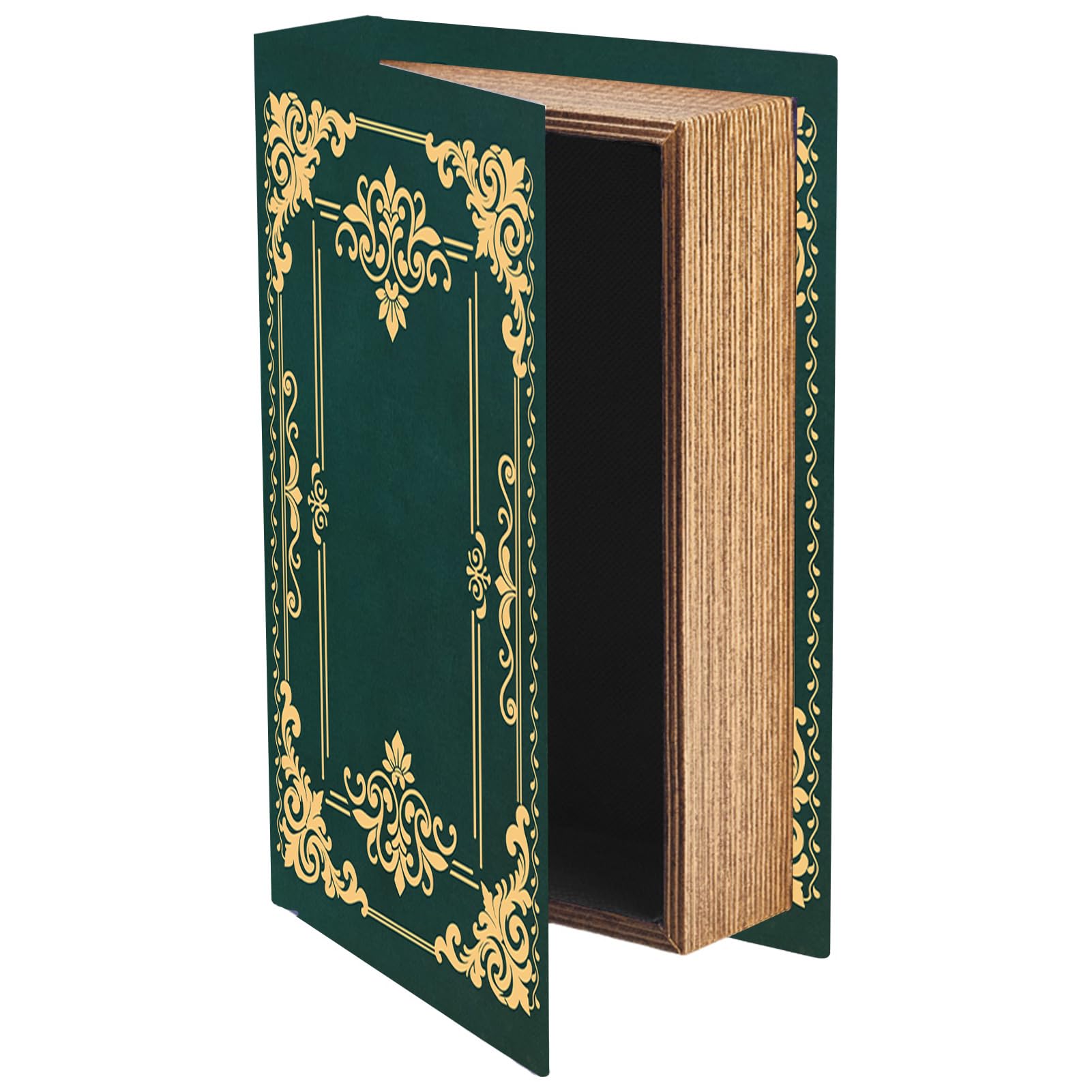 PRESSINART Vintage Book Trinket Box Faux Book Storage Boxes Dark Green 9.1 x 5.9 x 2 Inch Rustic Storage Organizers for Jewelry Trinket Wedding Memories Hobby Keepsake Photos Home Office Decoration