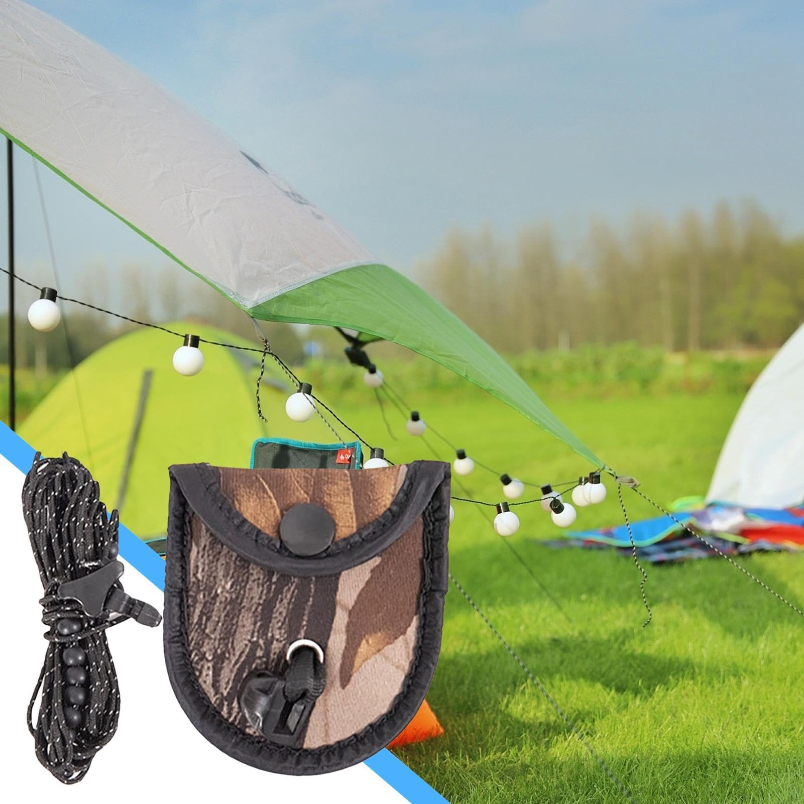 Stendibiancheria Portatile Da Viaggio In Cotone Naturale 10 M – Corda Antivento Con Ganci In Acciaio Per Interni/Esterni, Campeggio E Uso Domestico (Giallo)