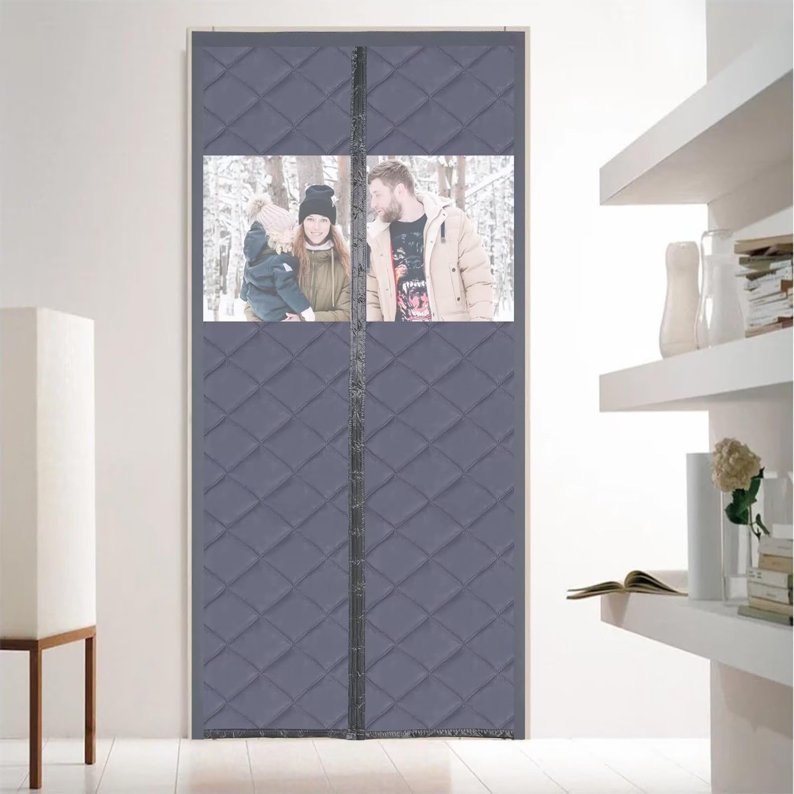 AQKaki Magnético Aislante Termico Cortina Puerta, Oxford Aislante Termica Frio y Calor Cierre Antifrío Automático Privacidad Cierre Magnetico Cortina Termica Balcón Exterior Interior Cuartos-75x210cm