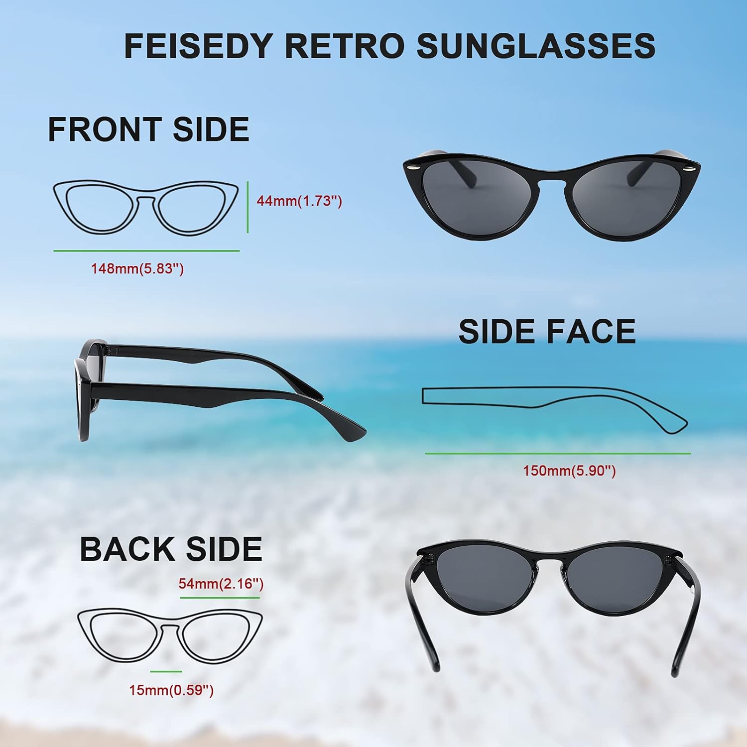 FEISEDY Retro Cat Eye Sunglasses Women Men Vintage Small Cateye UV400 Sunglasses B2617 - Image 2