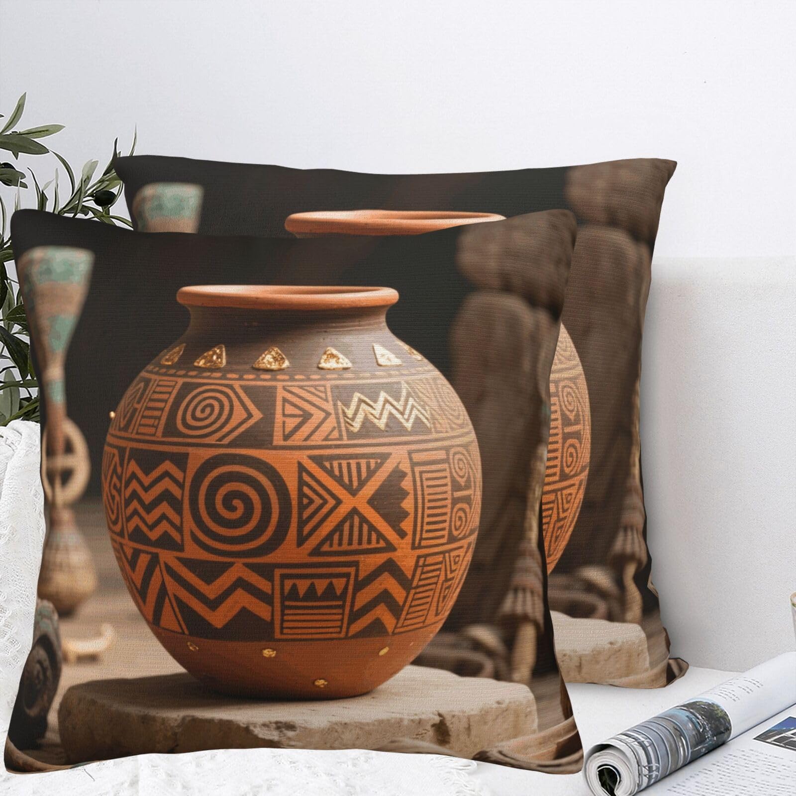 LMNGH Aztec Geometric Plush Throw Pillow Covers 22"X22",Soft Cozy Couch Cushion Covers Decorative Pillow Cases for Holiday Home Bedroom Sofa Decors