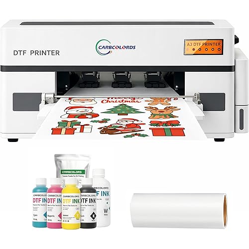 A3 DTF Printer with XP600 Printhead – Direct to Film Printing Machine with White Ink Circulation, Roll Feeder & RIP Software for Small Business Production (A3 DTF Printer)