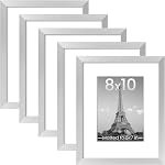 upsimples 11x14 Picture Frame Set of 5, Display Pictures 8x10 with Mat or 11x14 Without Mat, Wall Gallery Photo Frames, Black