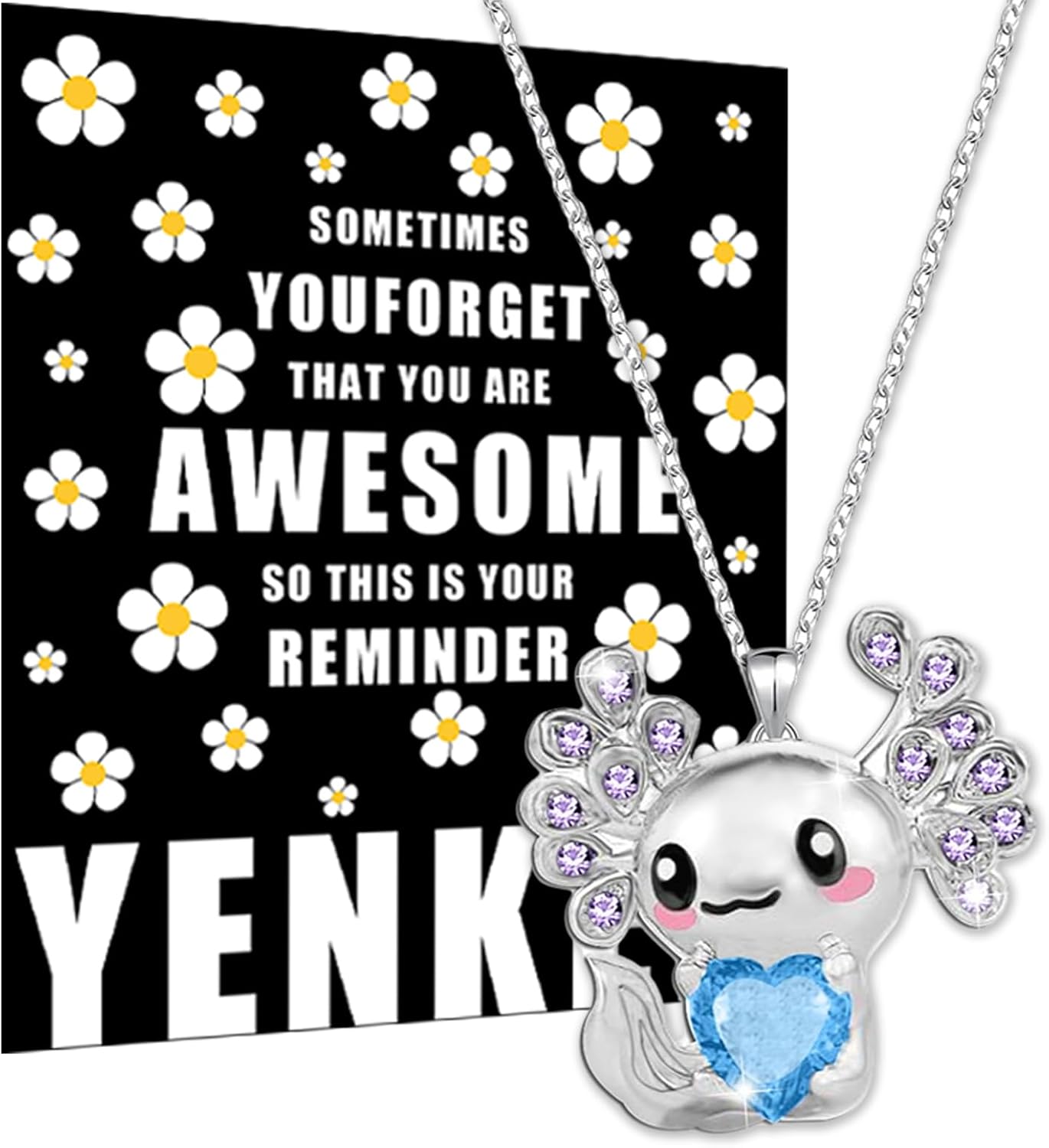 Cute Axolotl Bracelet and Unicorn Jewelry, Crystal Heart Bangle or Necklace, Adjustable, Great for Women, Mom, Wife, and Girls’ Birthday, Christmas, and Valentine’s Day