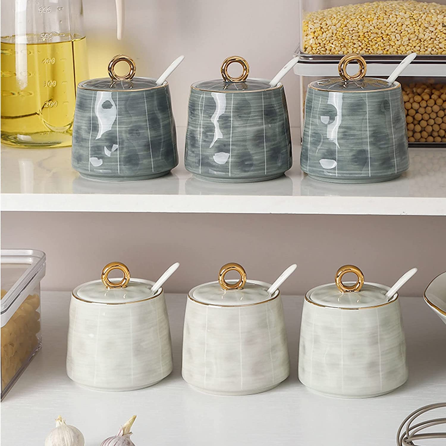 Zuccheriera in ceramica, bricco for la panna, barattolo for lo zucchero, 300 ml (10,6 once) Barattolo for la conservazione dello zucchero in ceramica Decorazione da tavolo, semplice zuccheriera in por
