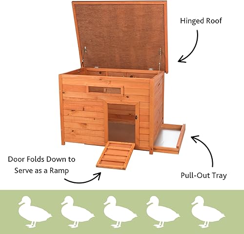 Miniatura 4 de TRIXIE Natura Duck Coop - Casa de madera para patos itinerantes gratis - Caja de pollo adecuada para codornices y otras aves de corral - en marrón